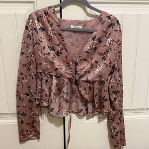 Honey Belle Floral Mauve Crop Top
